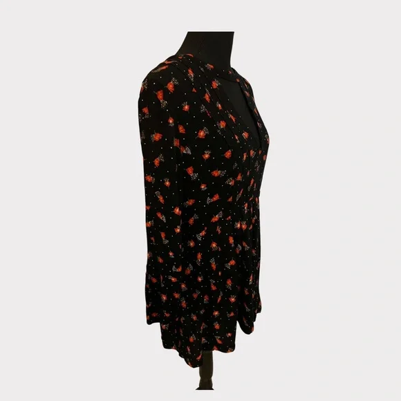 Free People Black Mini Dress with Red Floral Print - Picture 6 of 9
